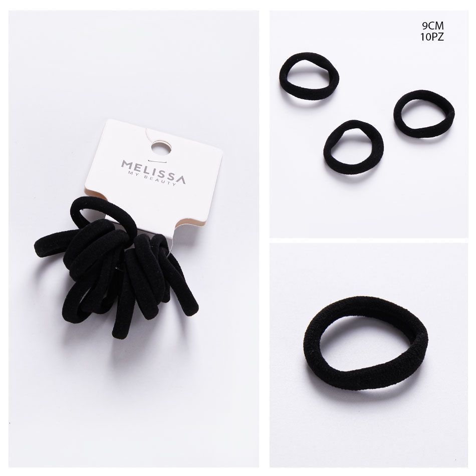 MELISSA ELASTICO CAPELLI 9CM 10PZ NERO