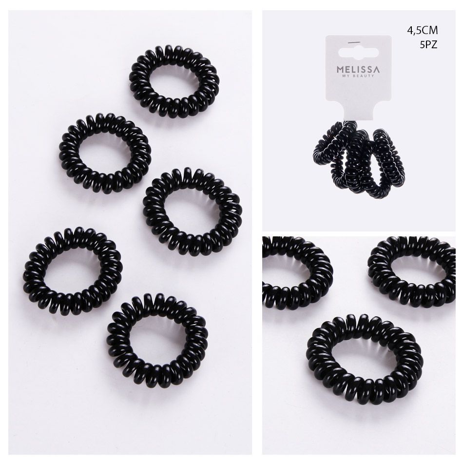 ELASTICO CAPELLI SPIRALE NERO 4.5CM 5PZ