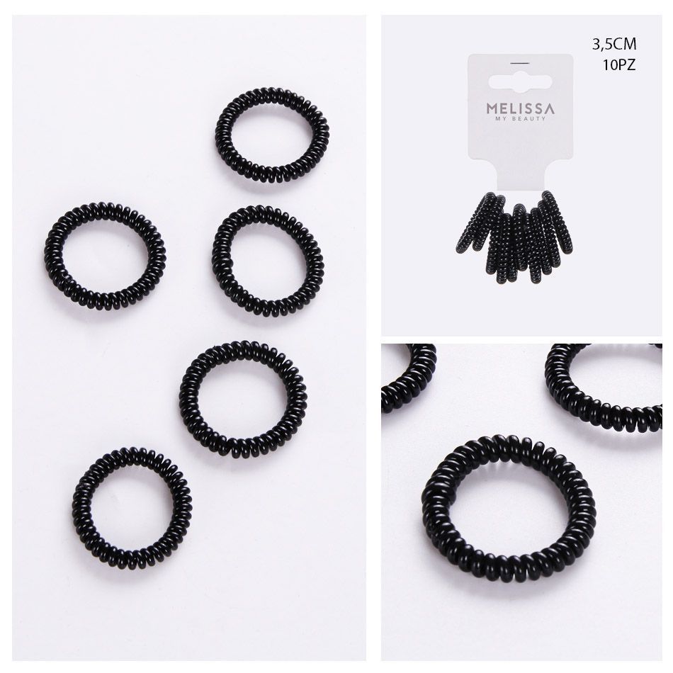 ELASTICO CAPELLI SPIRALE NERO 3.5CM 10PZ