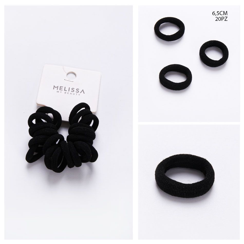 MELISSA ELASTICO CAPELLI 6.5CM 20PZ NERO