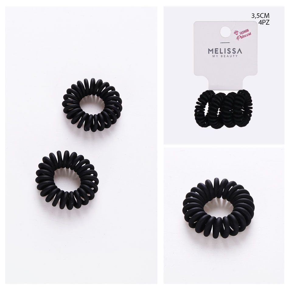 MELISSA ELASTICO CAPELLI SPIRALE 3.5CM 4PZ N.OPACO