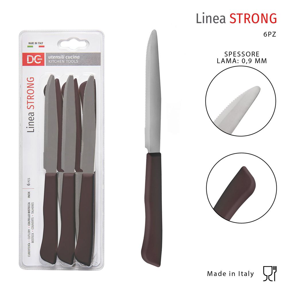 DC CASA COLTELLO BISTECCA STRONG 12CM 6PZ MARRONE