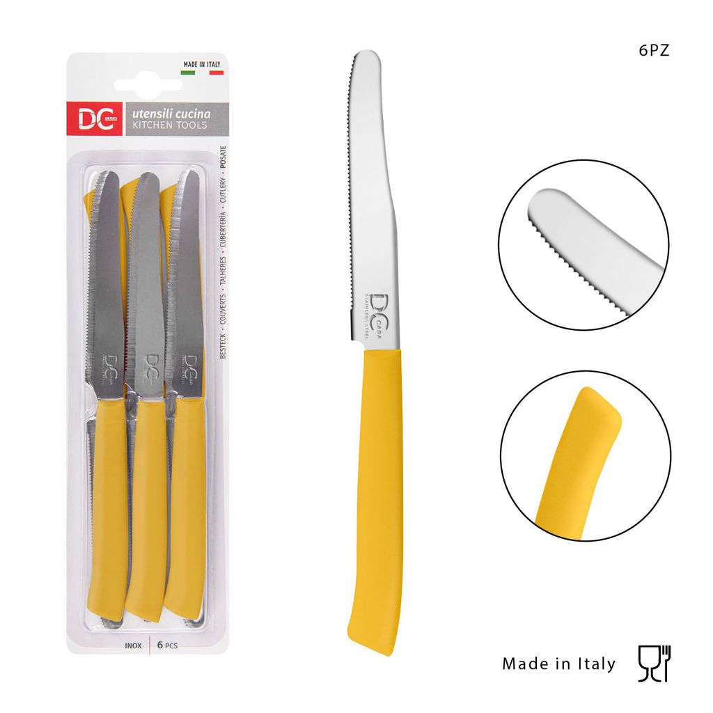 DC CASA  COLTELLO TAVOLA P/TON DA 11 CM 6PZ GIALLO