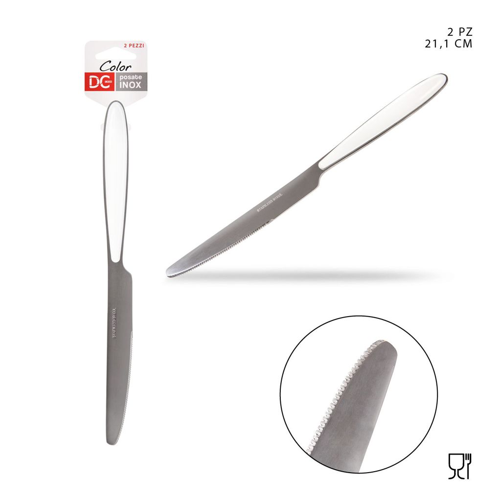 DC CASA  L/BIANCO COLTELLO M/PLAST 21.5X1.6CM 2PZ