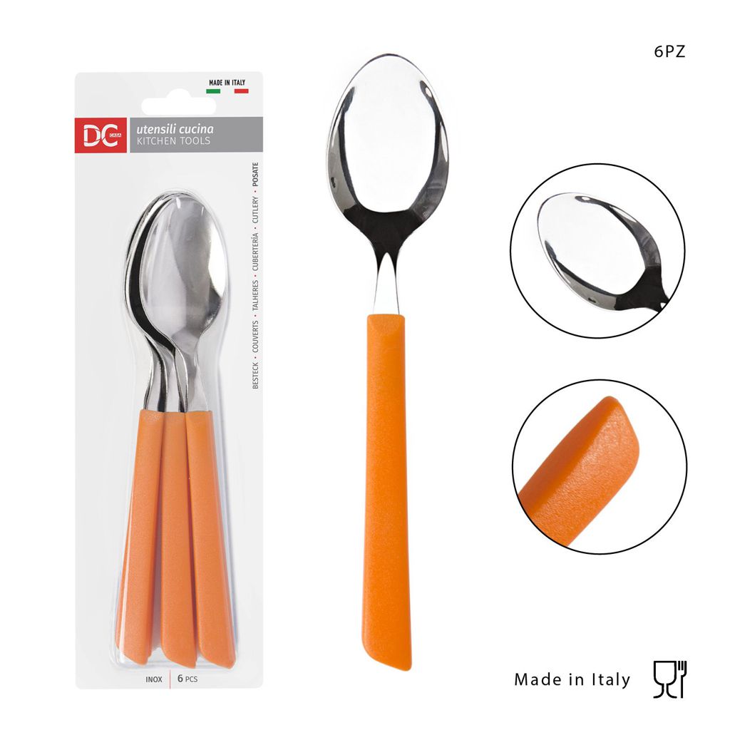 DC CASA  CUCCHIAIO TAVOLA INOX 6PZ ARANCIO