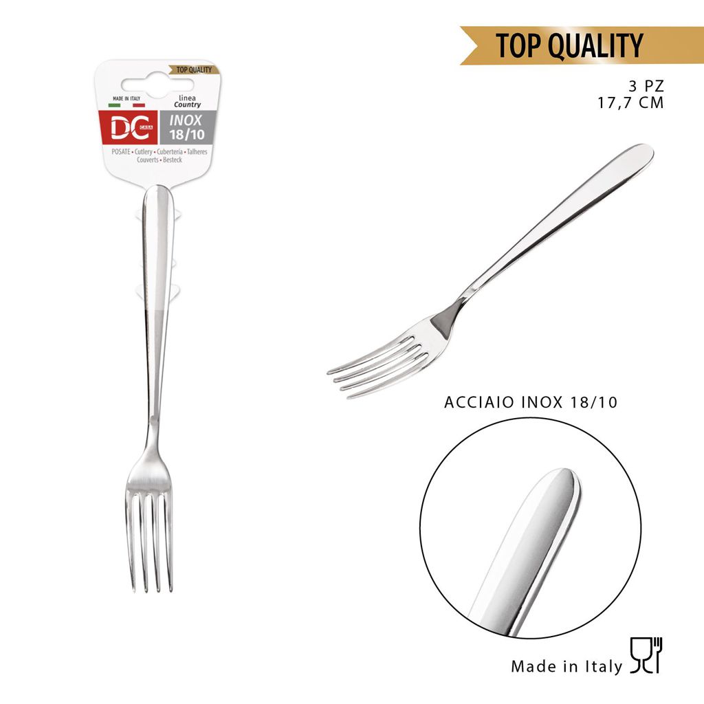 DC CASA  COUNTRY FORCH.FRUTTA INOX 18/10 17.7CM 3PZ