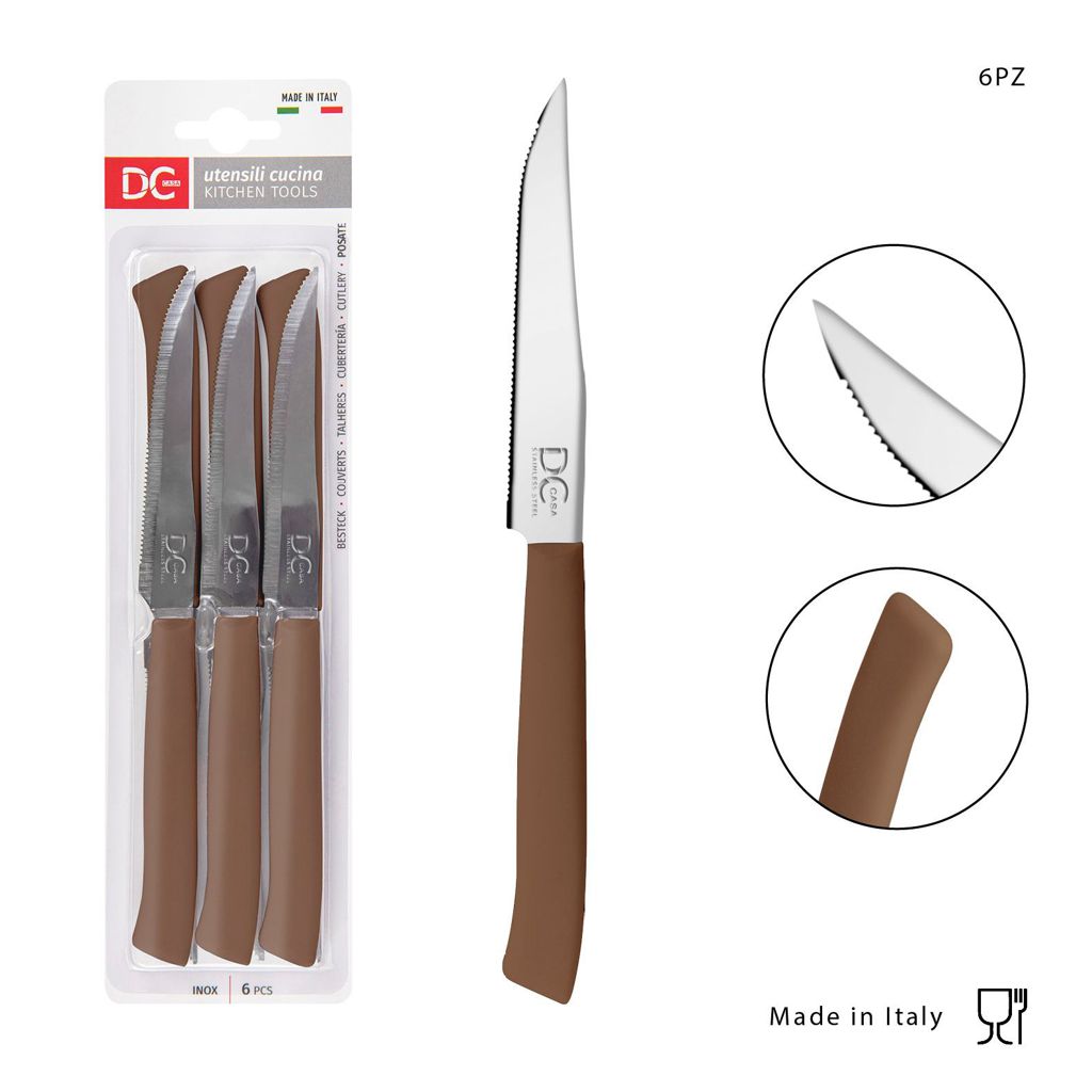 DC CASA  COLTELLO TAVOLA P/BISTECCA 11 CM 6PZ MARRON