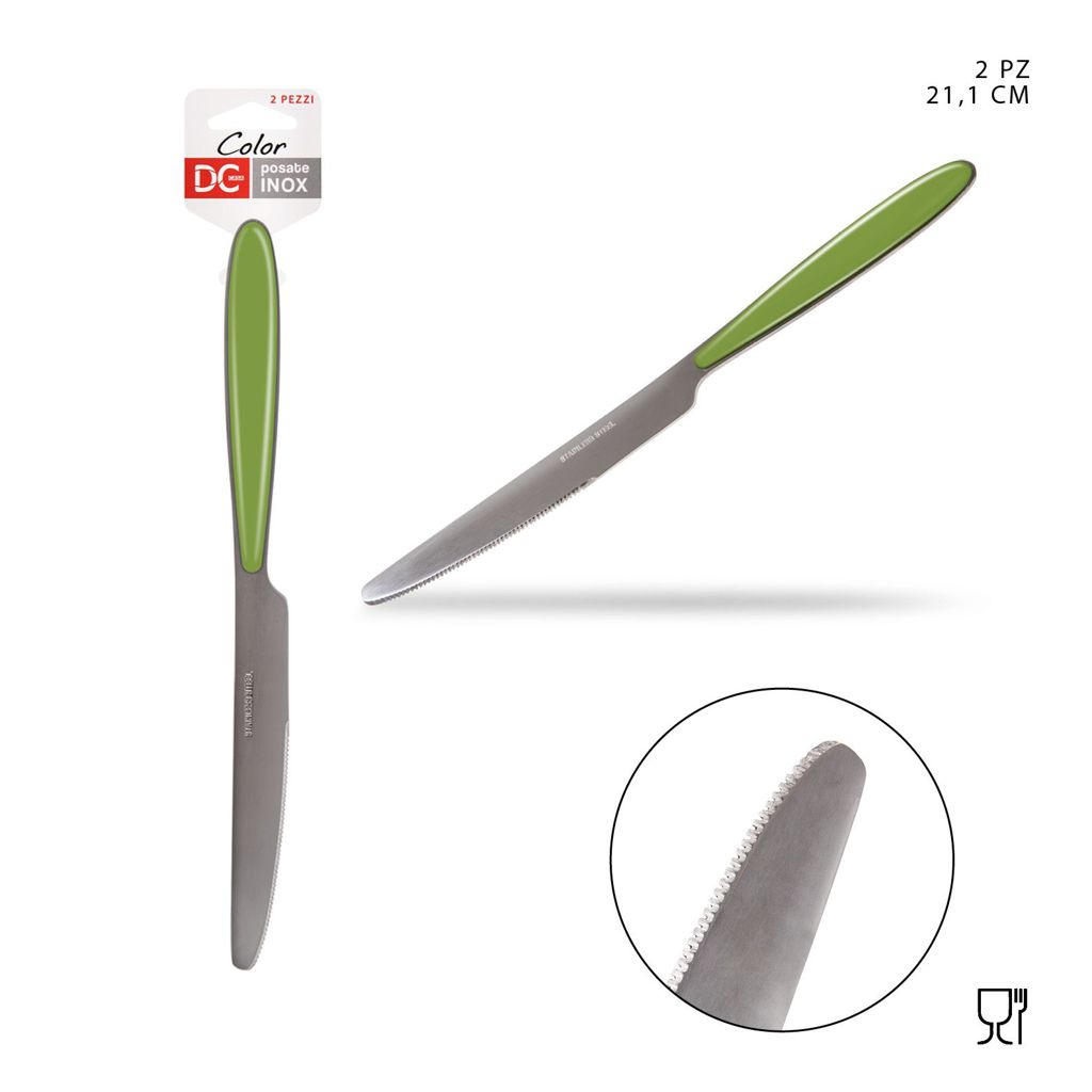 DC CASA  LA/ERDE COLTELLO M/PLAST. 21.5X1.6CM 2PZ