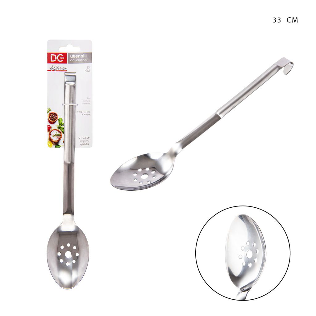 DC CASA  CUCCHIAIO FORATO ACCIAIO INOX 33CM