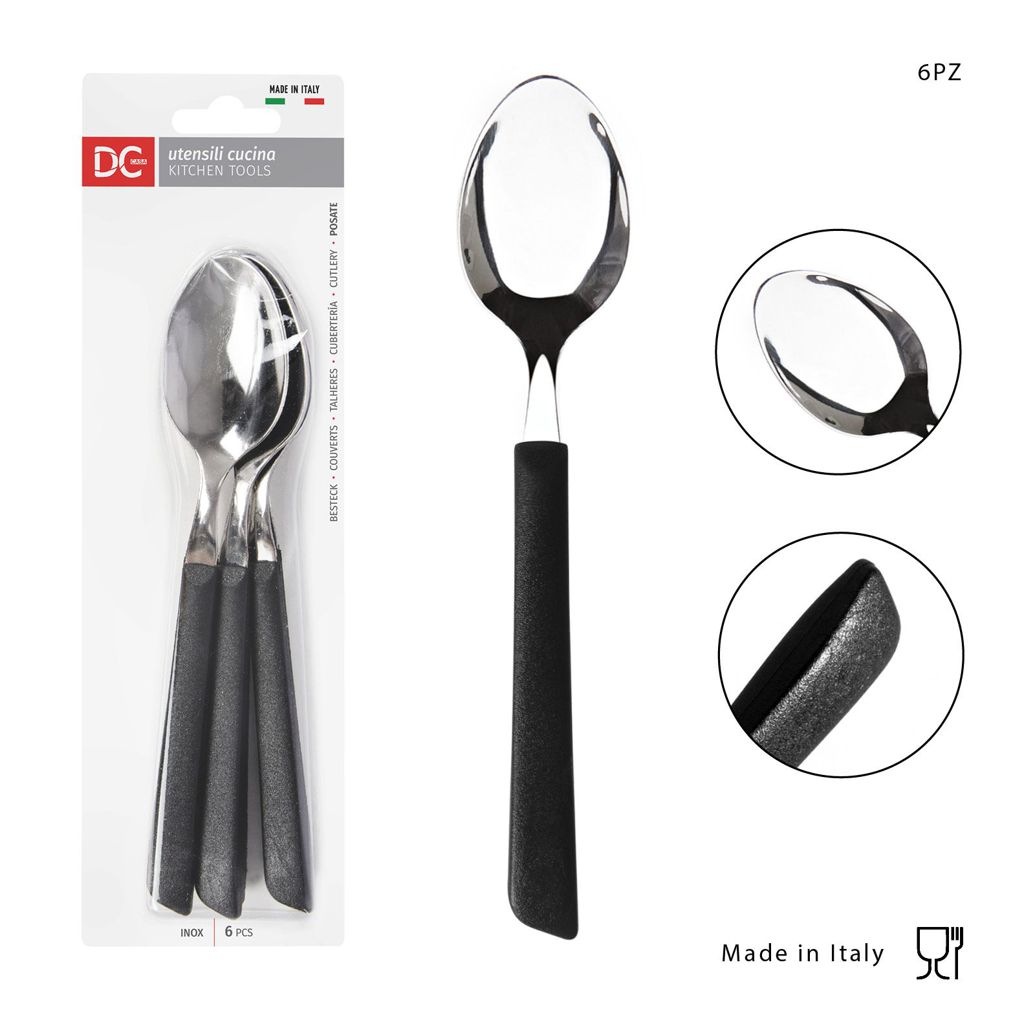 DC CASA  CUCCHIAIO TAVOLA INOX 6PZ NERO