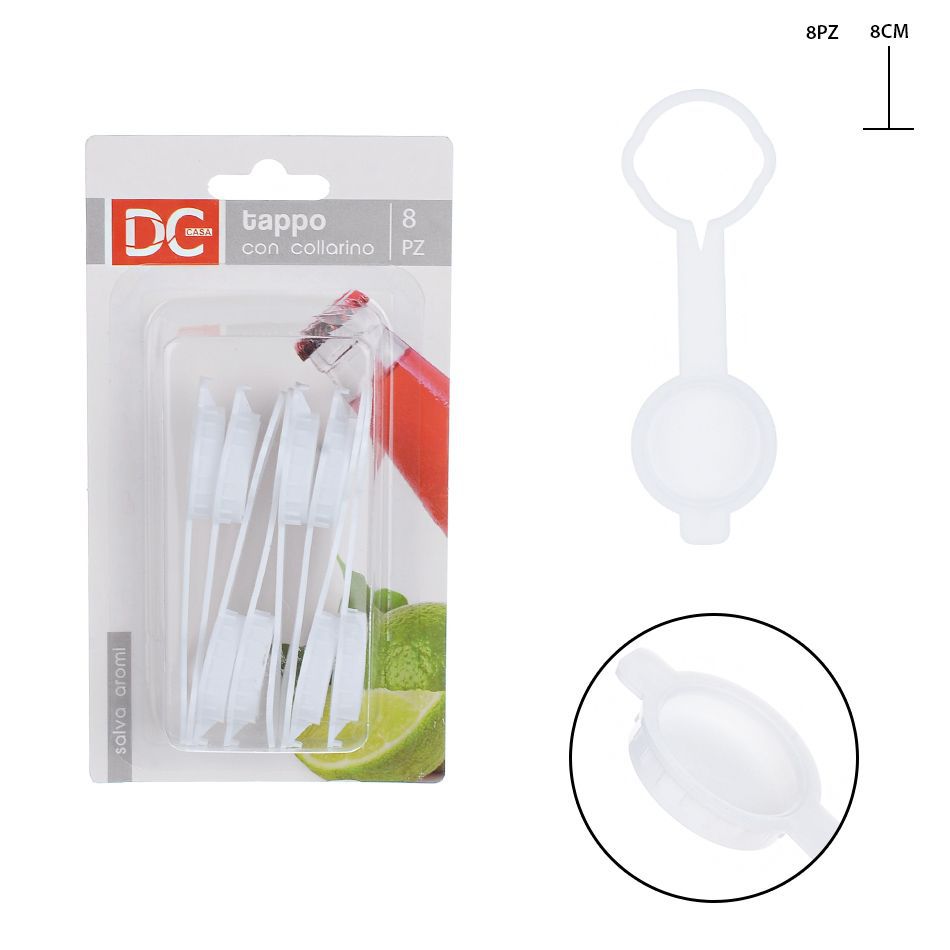 DC CASA TAPPO BOTTIGLIA PLAST. C/COLLARINO 8CM 8PZ 3#