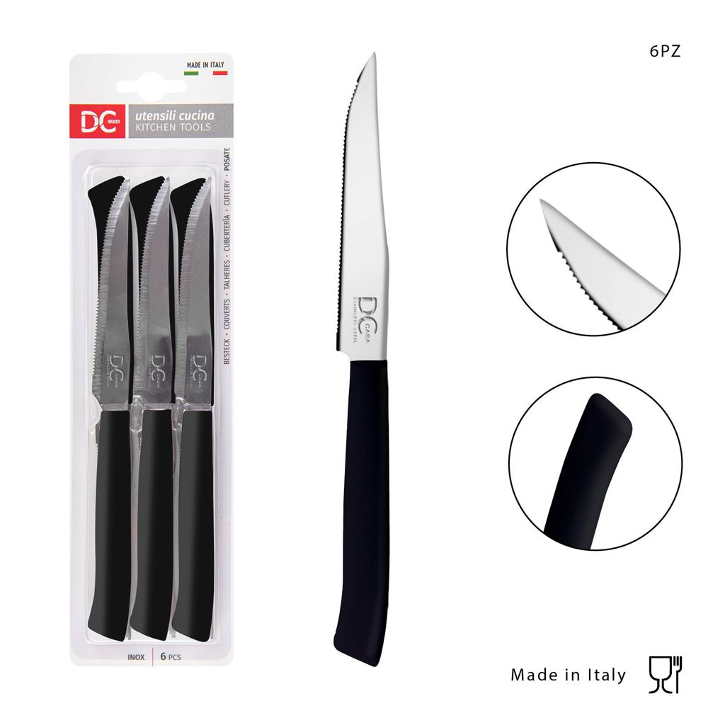 DC CASA  COLTELLO TAVOLA P/BISTECCA 11 CM 6PZ NERO