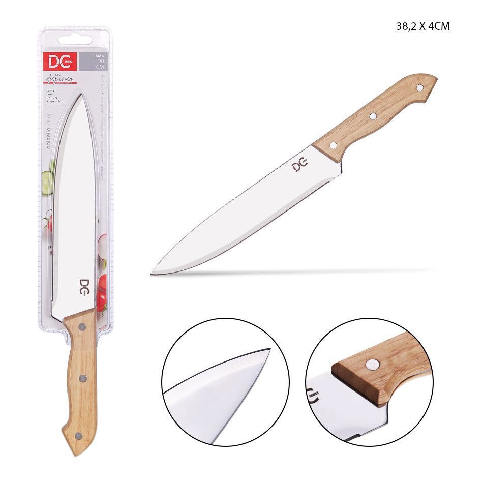 DC CASA COLTELLO CHEF E/SPECCHIO M/LEGNO 32.8X4CM