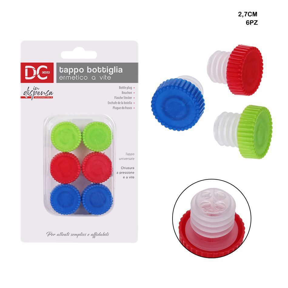 DC CASA TAPPO BOTTIGLIA ERWIETICO COLOR 2.7CM 6PZ