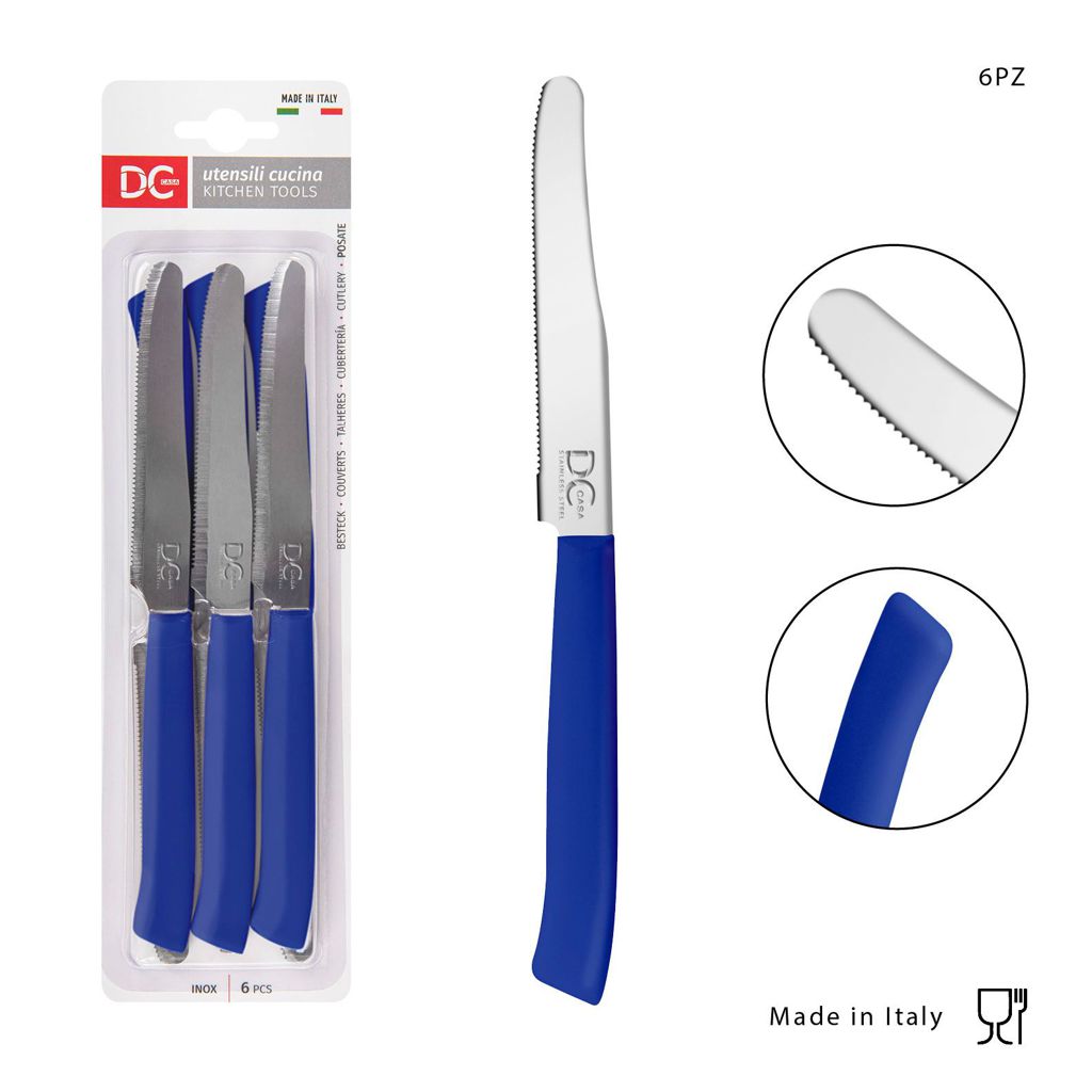 DC CASA  COLTELLO TAVOLA P/TON DA 11 CM 6PZ BLU