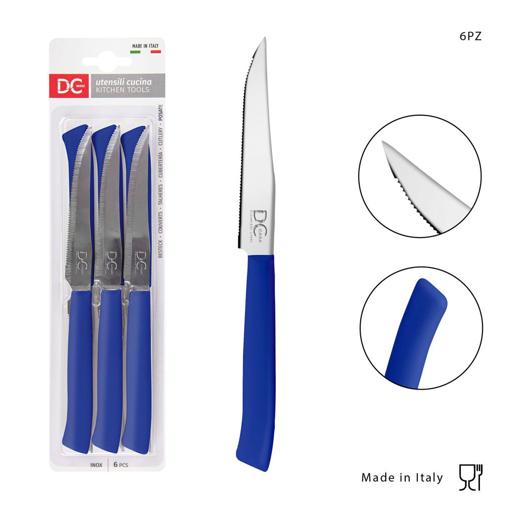 DC CASA  COLTELLO TAVOLA P/BISTECCA 11 CM 6PZ BLU