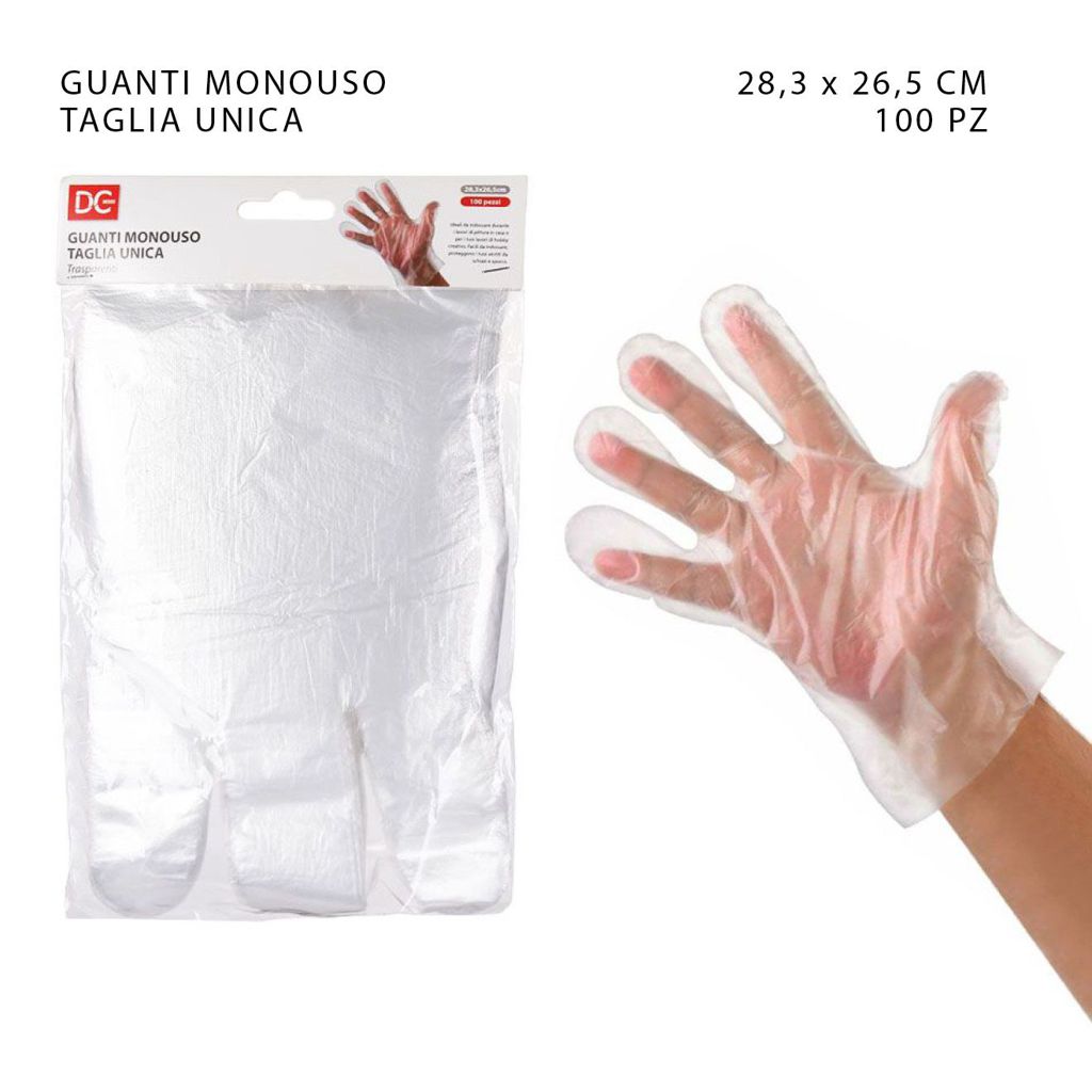 DC CASA GUANTI MONOUSO 28.3X26.5CM 100PZ T/UNICA