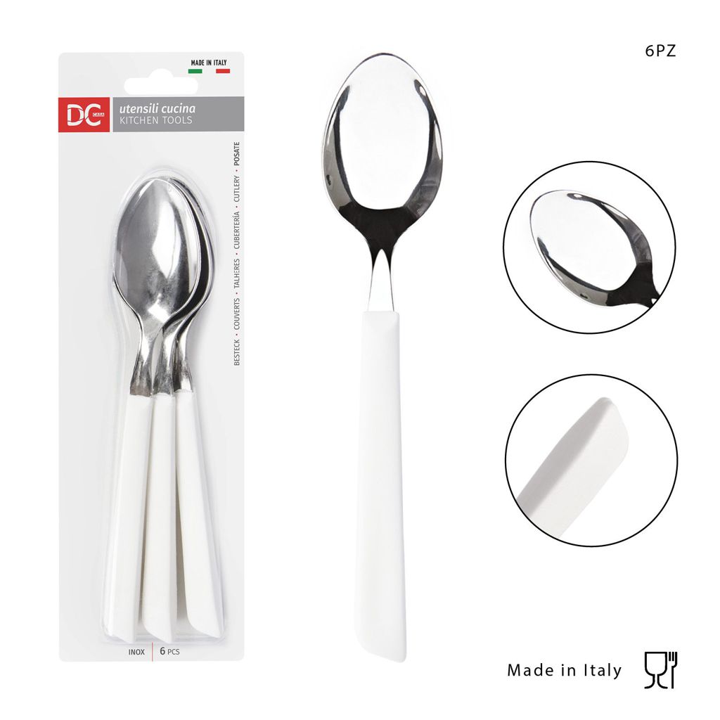 DC CASA  CUCCHIAIO TAVOLA INOX 6PZ BIANCO