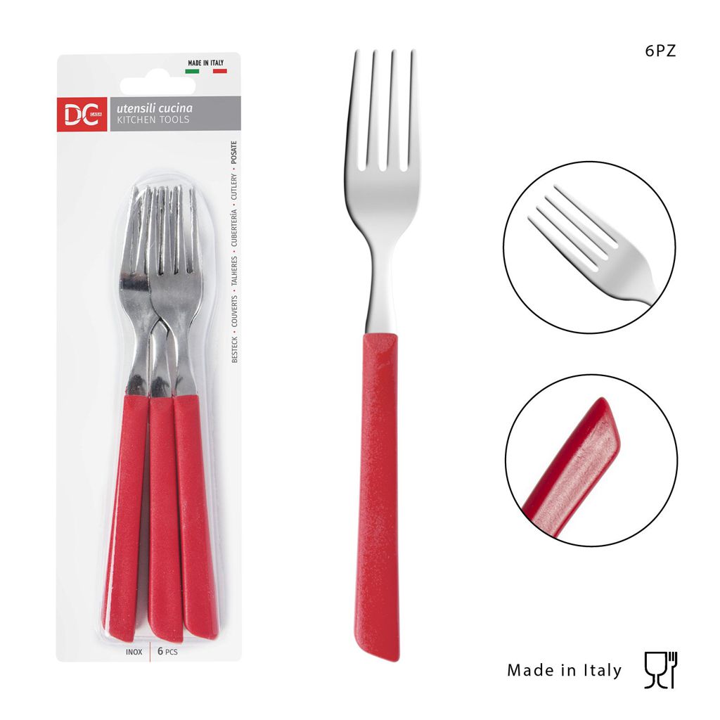 DC CASA  FORCHETTATAVOLA INOX 6PZ ROSSO