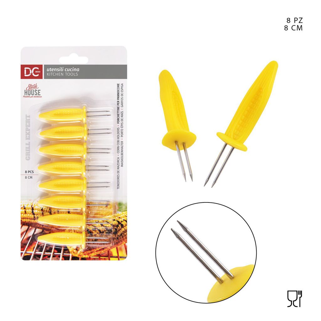 DC CASA  FORCHETTINE PANNOCCHIE ACCIAIO 8CM 8PZ