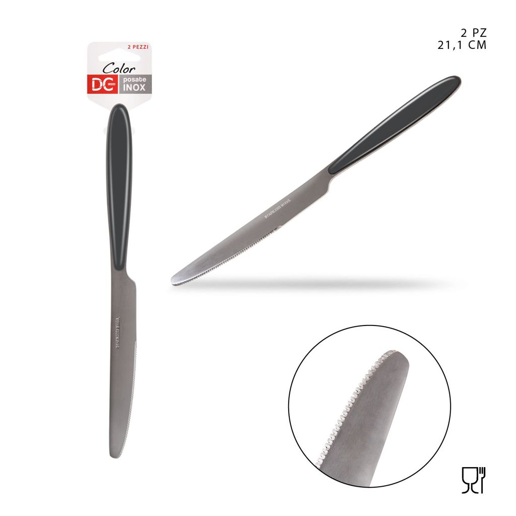 DC CASA  L/GRIGIO COLTELLO M/PLAST 21.5X1.6CM 2PZ