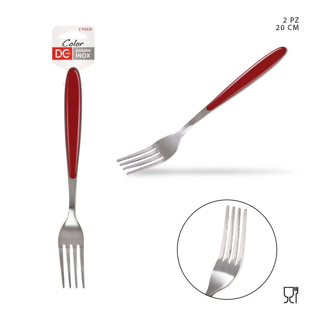 DC CASA  L/ROSSO FORCHETTA M/PLAST. 20X2.4CM 2PZ