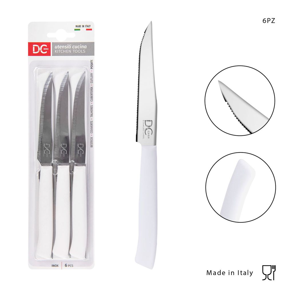 DC CASA  COLTELLO TAVOLA P/BISTECCA 11 CM 6PZ BIANCO