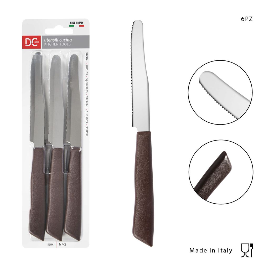 DC CASA  COLTELLO TAVOLA P/TONDA 6PZ MARRONE