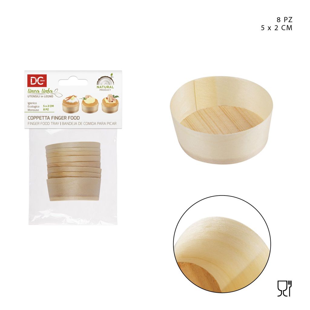 DC CASA COPPETTA LEGNO FINGER FOOD 5X2CM 8PZ