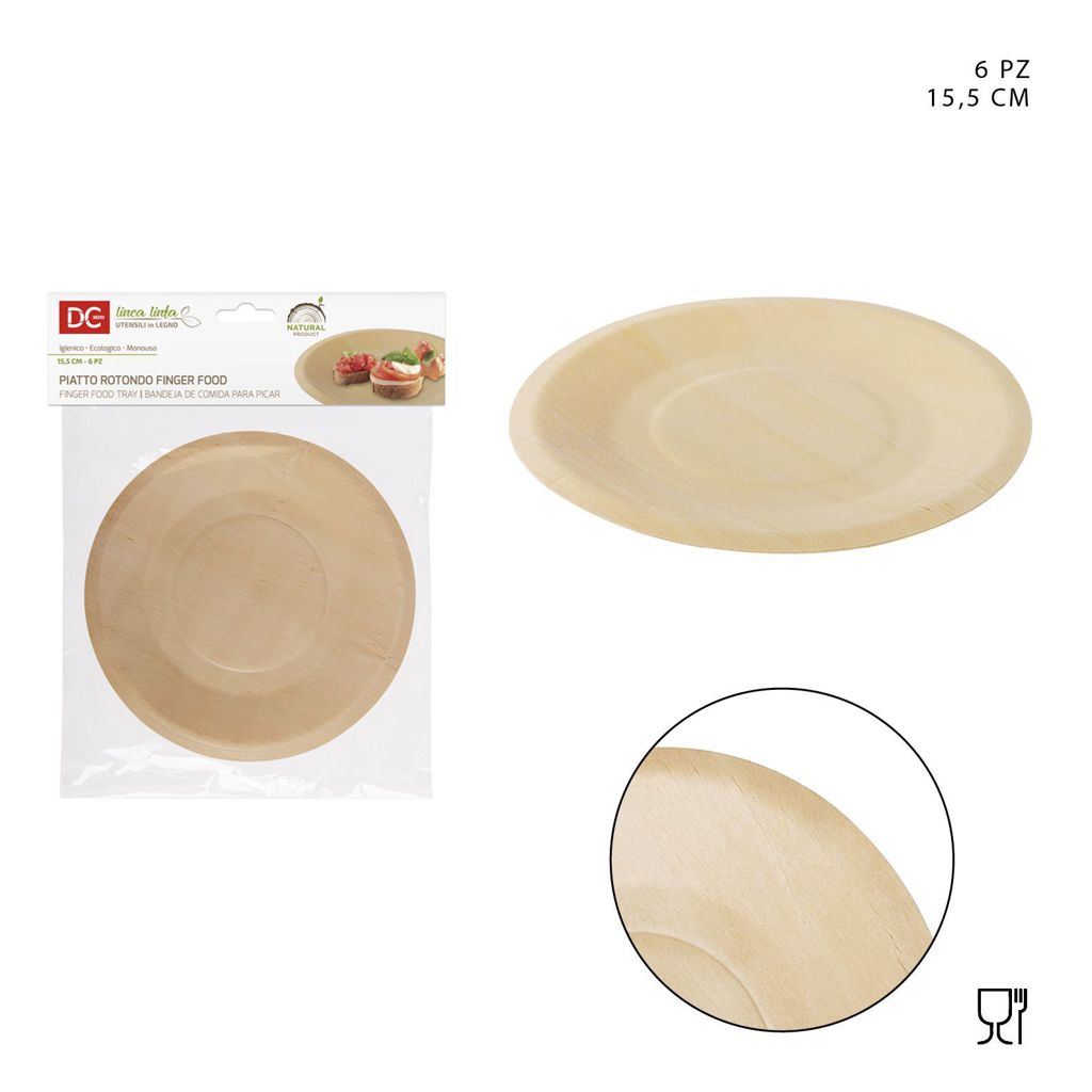 DC CASA PIATTO TONDO LEGNO FINGER FOOD MULTITAGLIA