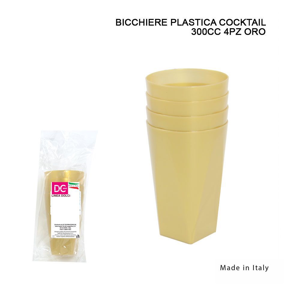 DC CASA BICCHIERE PLAST. COCKTAIL 300CC 4PZ ORO