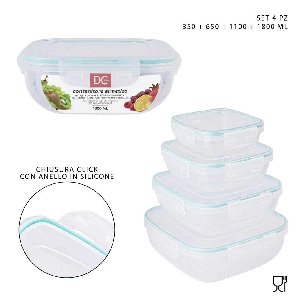 DC CASACONTENITORE BASSO 350+650+1100+1800ML 4PZ