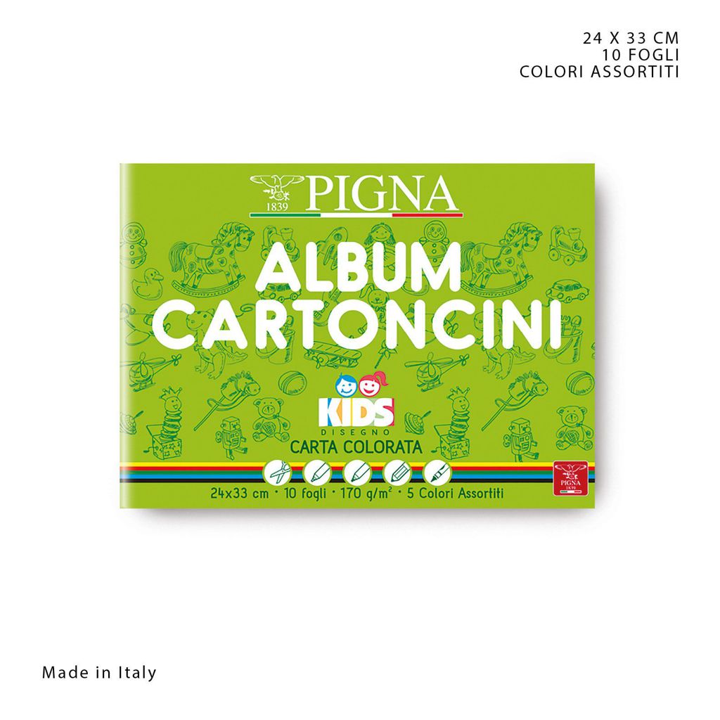 PIGNA ALBUM CARTONCINI 24X33CM 10FF 170G ASS.