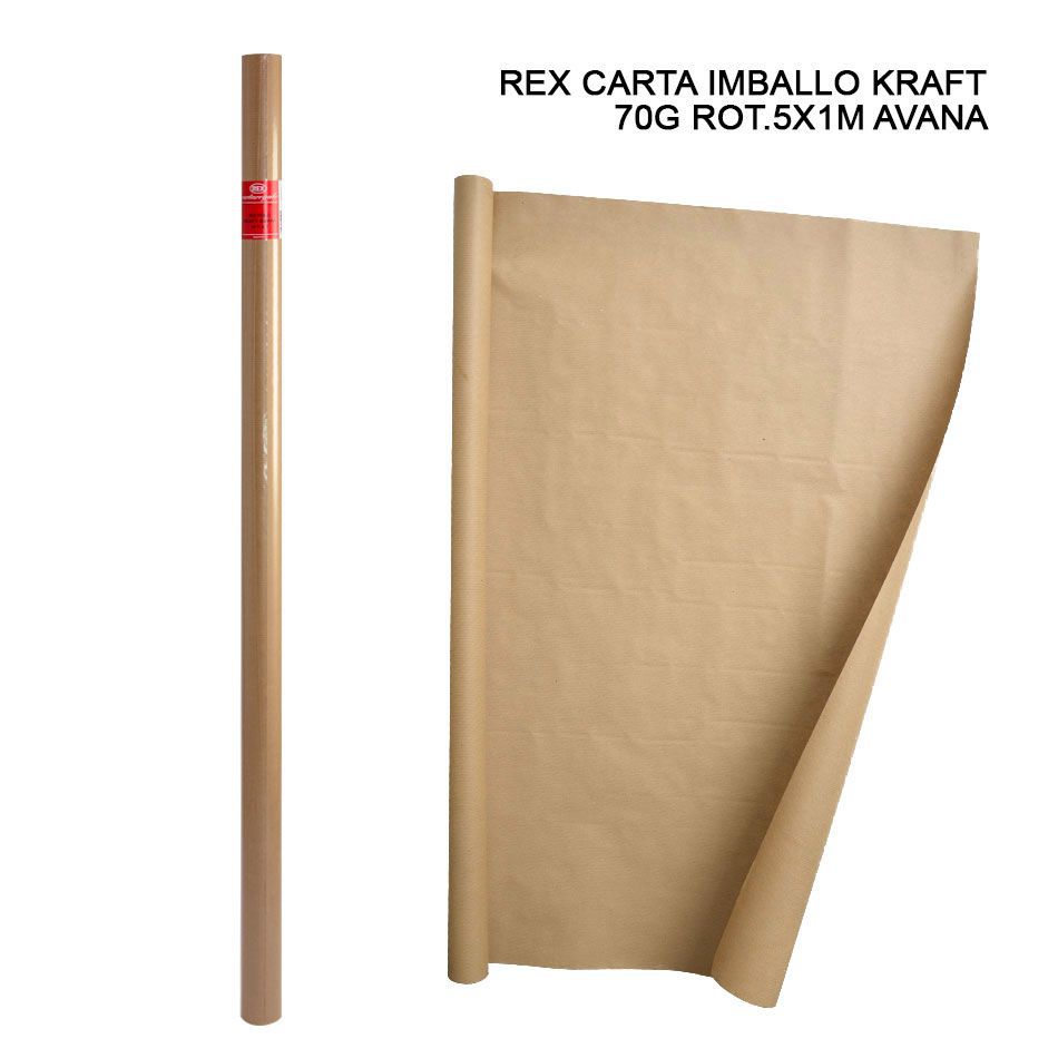 REX CARTA IMBALLO KRAFT 70G ROT. 5X1M AVANA