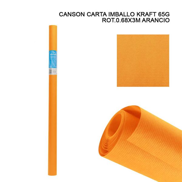 CANSON CARTA IMBALLO KRAFT 65G ROT.0.68X3M ARANCIO