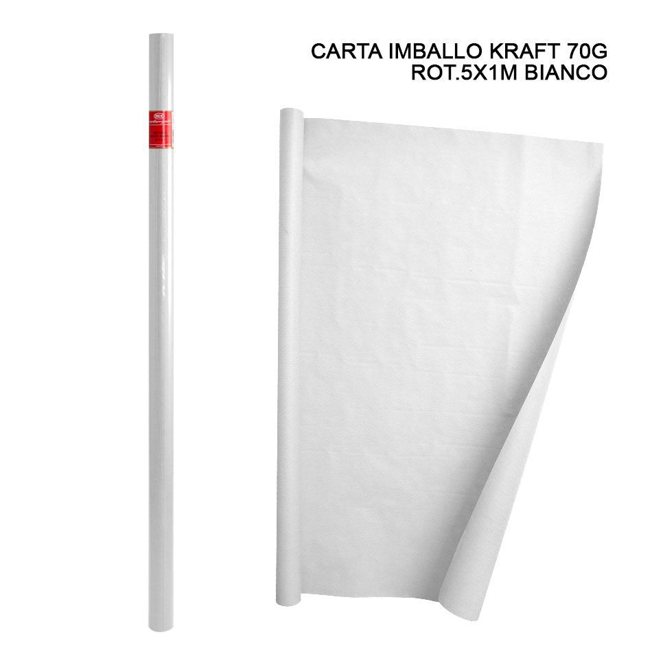 REX CARTA IMBALLO KRAFT 70G ROT.5X1M BIANCO