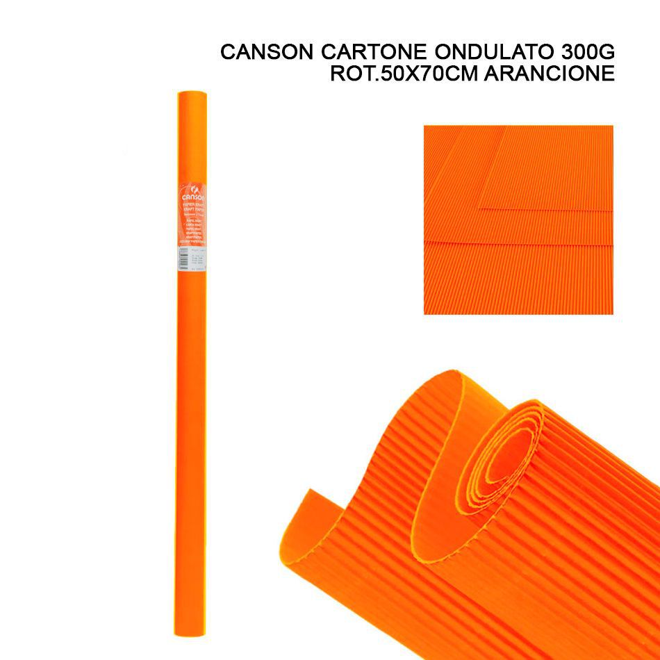 CANSON CARTONE ONDULATO 300G ROT.50X70CM ARANCIO