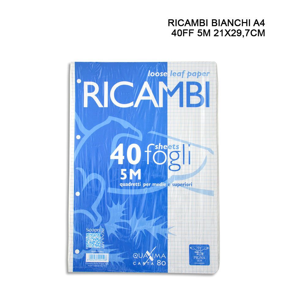 PIGNA RICAMBI A4 40FF 80G 5M BIANCO