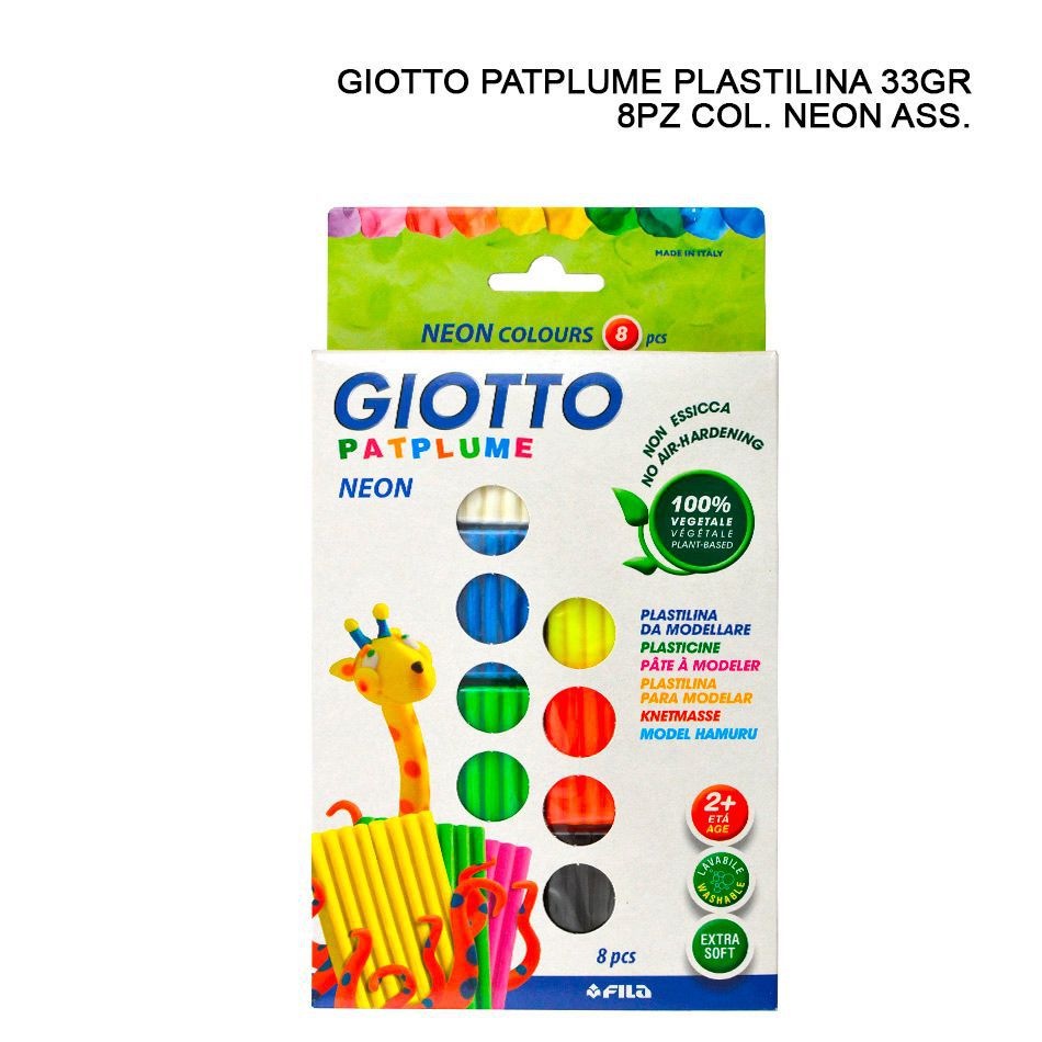 GIOTTO PLASTILINA PATPLUME 33G 8PZ NEON ASS. BL.