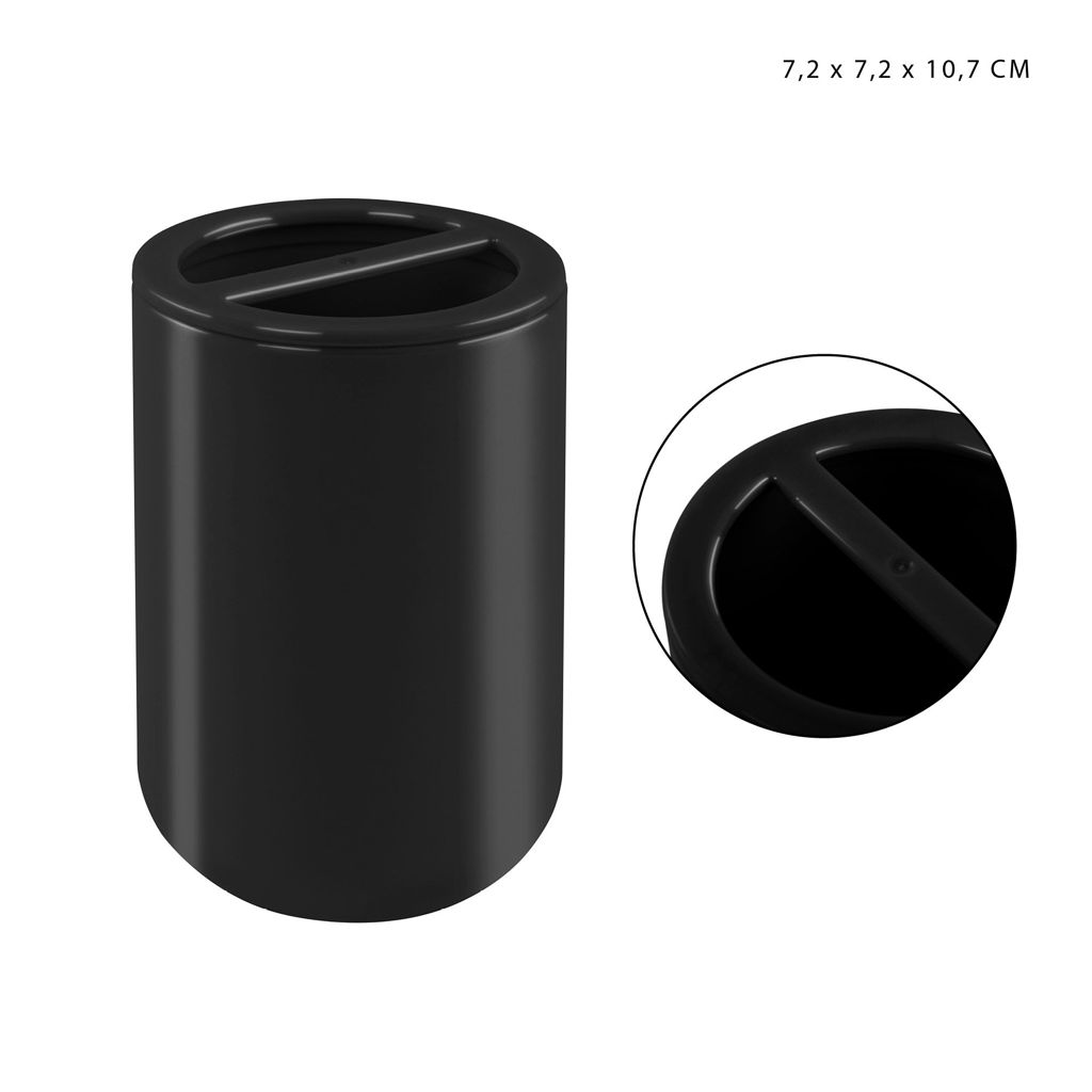 DC CASA P/SPAZZOLINI PLAST 7.2X7.2X10.7CM NERO